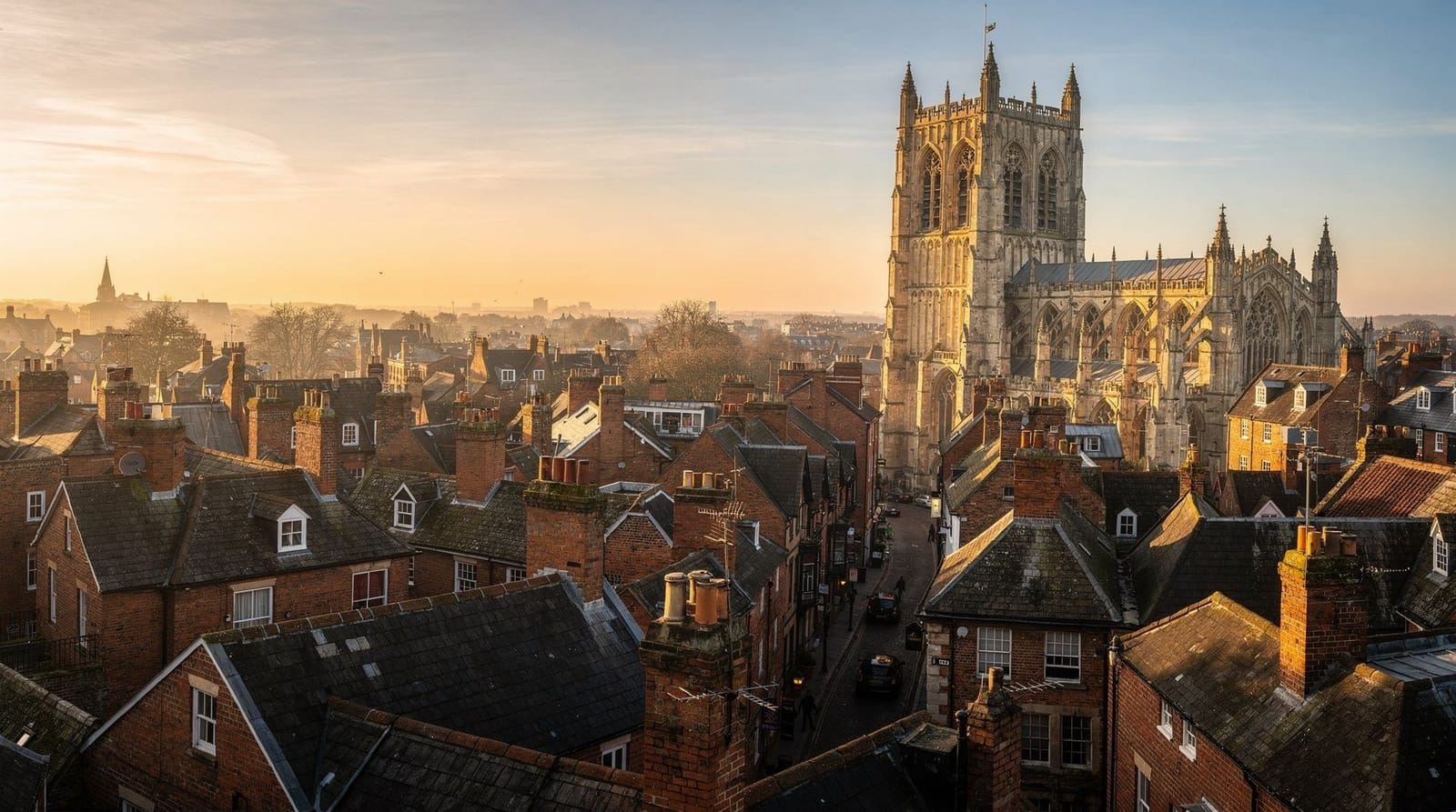 York Minster and the medieval city of York at dusk
